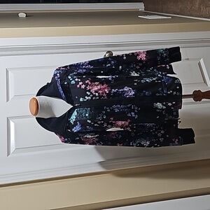 Lululemon Vintage Run Bandit Hooded Black Floral Jacket Sz 10 EUC